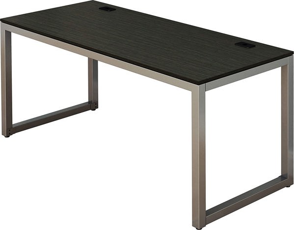 Espresso computer desk with nickel silver steel frame